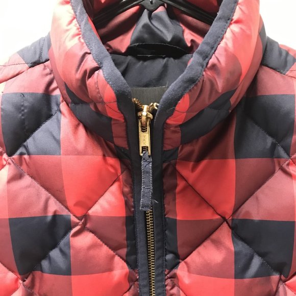 J. Crew Red & Black Plaid Excursion Buffalo Check Puffer Vest - Picture 6 of 16